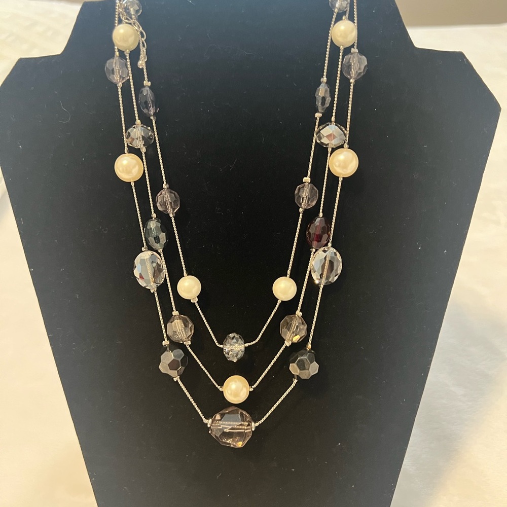 3 layers multi- stones necklace